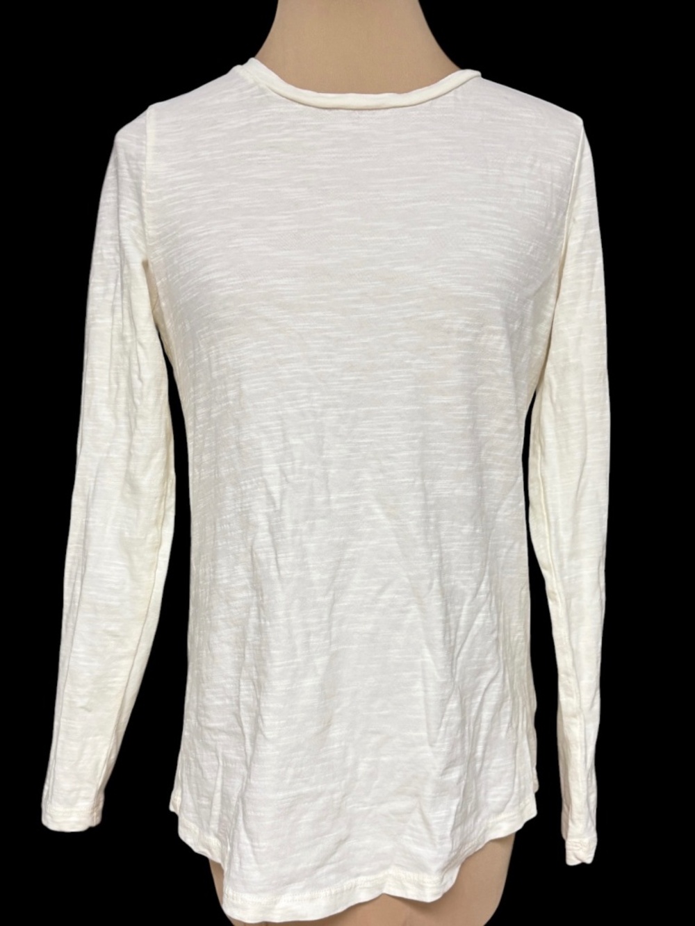WONDERBY 100% cotton nubby size XS/S ivory long sleeve T-shirt crew neck NWOT
